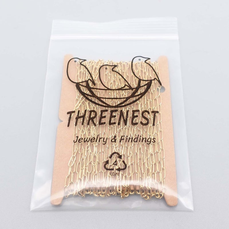 THREENEST 16.4-Feet Width 2.5mm Stainless Steel Paperclip Chains, 18K Real Gold Plated, Soldered Cable Long Craft Chain for Necklace Bracelet Earring Jewelry Making (2200-GOLD-5M) - Image 4